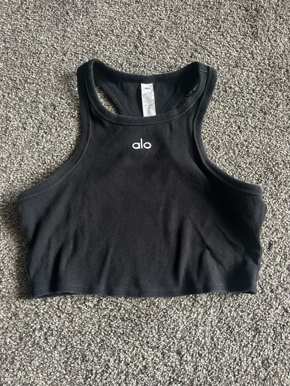 ALO Aspire Tank - Cropped Ribbed Black Tank